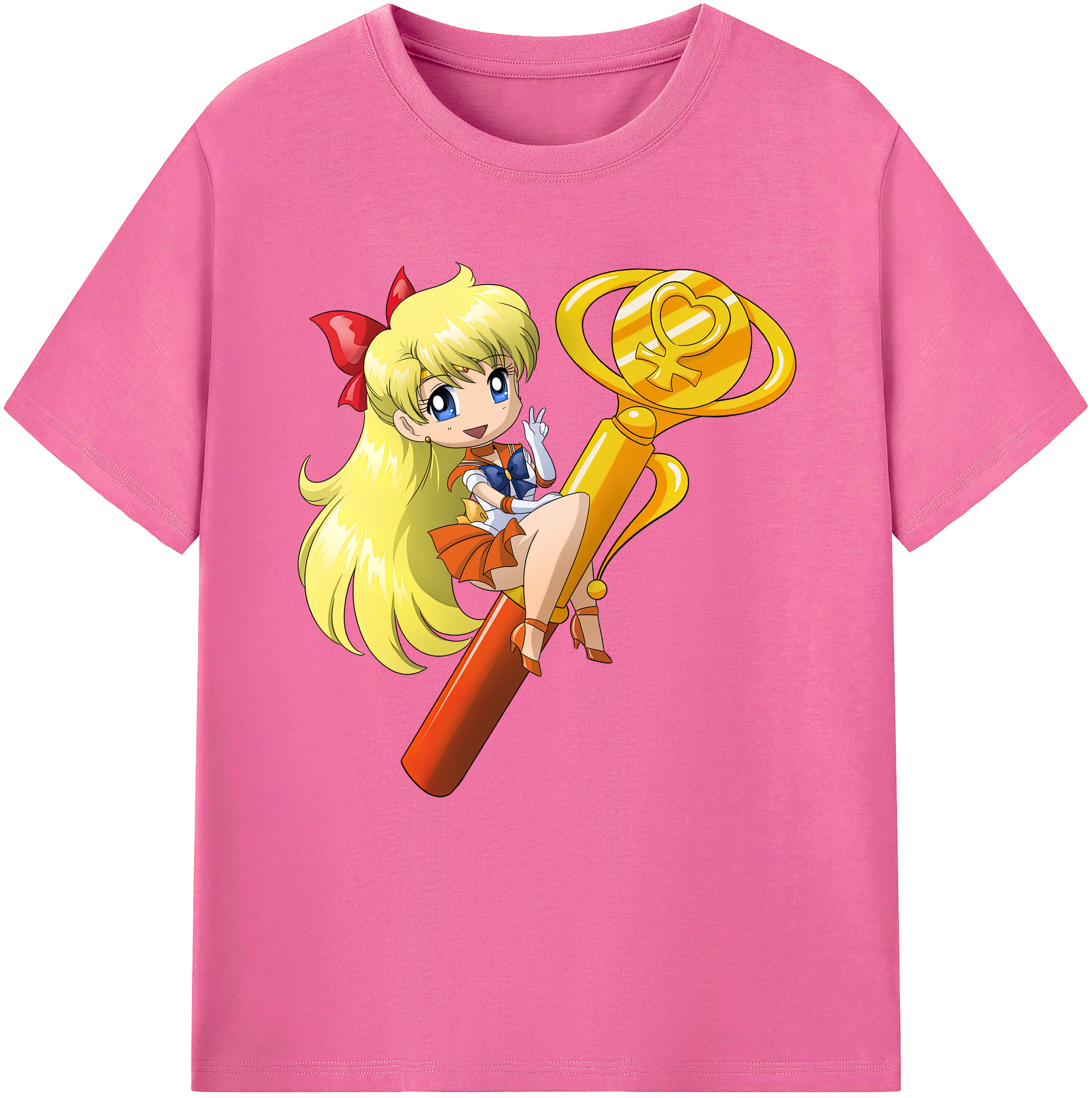 （画像用） 美少女戦士セーラームーン 愛野 美奈子 あいの みなこ Sailor Moon Aino Minako レディースカジュアルプリントTシャツ（綿100％）